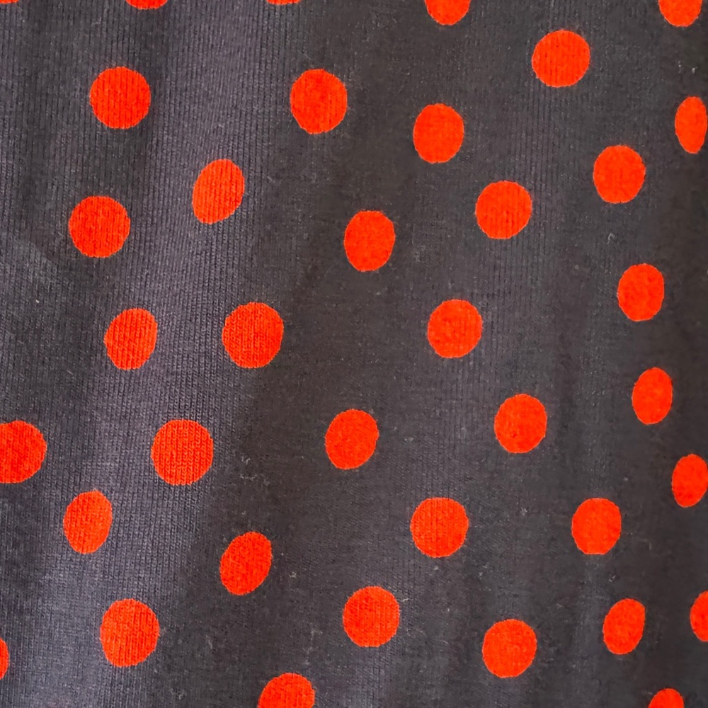 Boden Red and Navy Polka Dot Puff Sleeve Faux Wrap Blouse - Picture 4 of 7